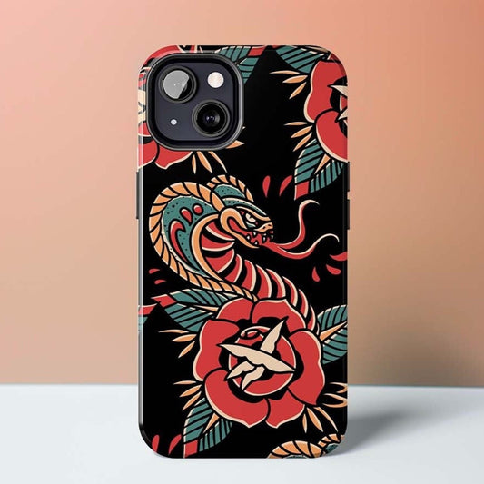 Cobra and Rose Tattoo Phone Case